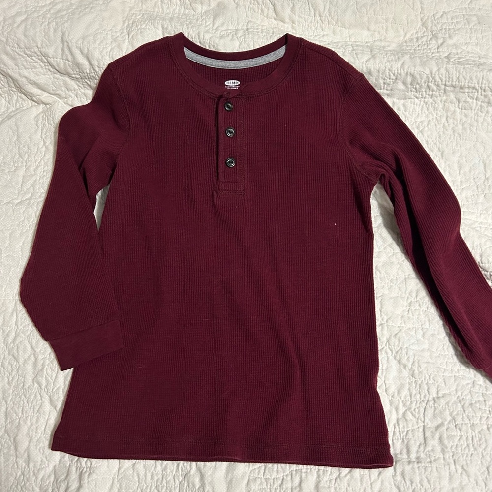 Old Navy Maroon Kids Long Sleeve Henley